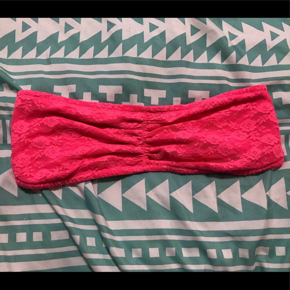 VS PINK hot pink lace bandeau